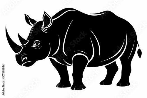 
Rhino Silhouette Vector, rhino vector graphic icon
