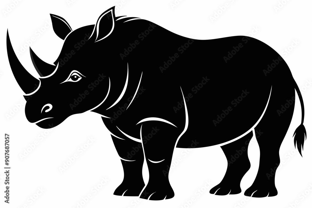 Obraz premium Rhino Silhouette Vector, rhino vector graphic icon 