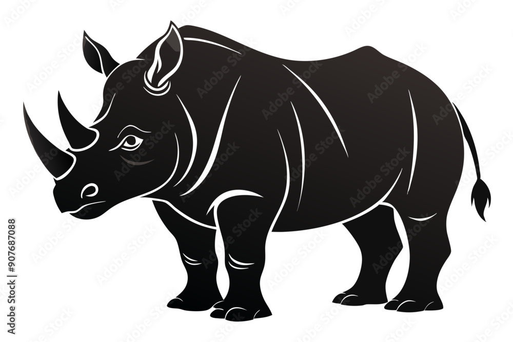 Obraz premium Rhino Silhouette Vector, rhino vector graphic icon 