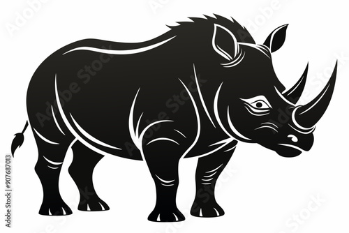 
Rhino Silhouette Vector, rhino vector graphic icon
