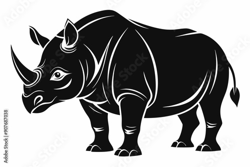 
Rhino Silhouette Vector, rhino vector graphic icon
