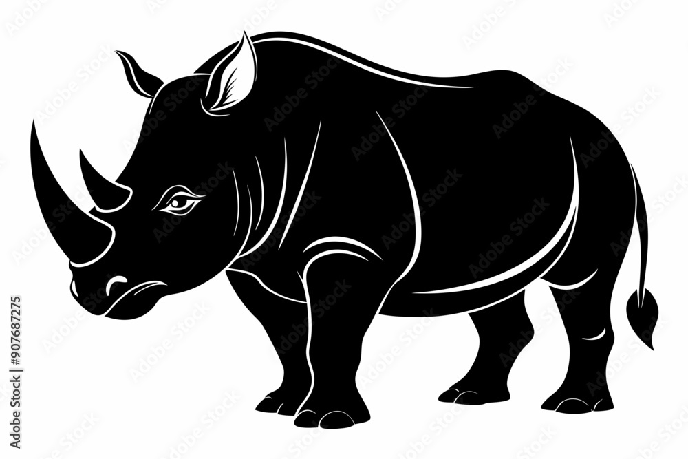 Fototapeta premium Rhino Silhouette Vector, rhino vector graphic icon 