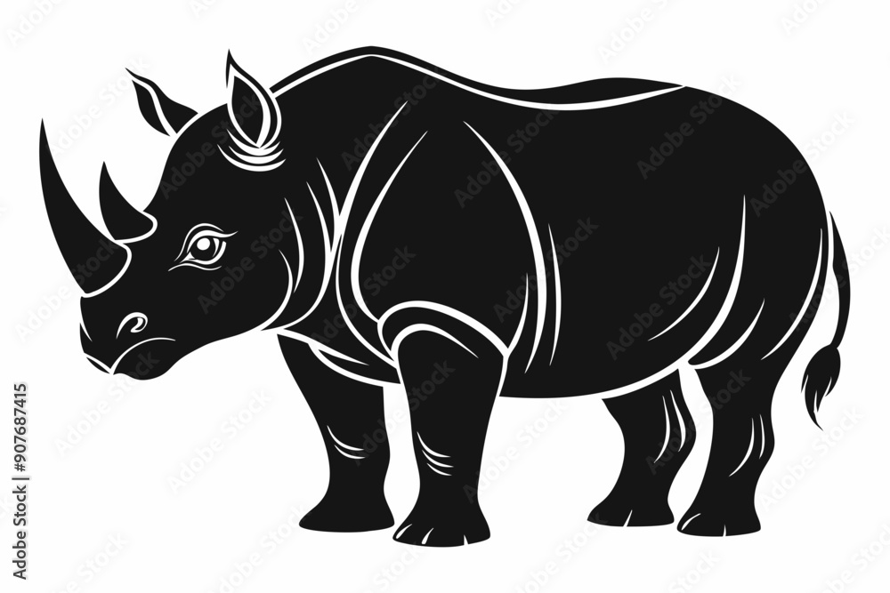 Fototapeta premium Rhino Silhouette Vector, rhino vector graphic icon 