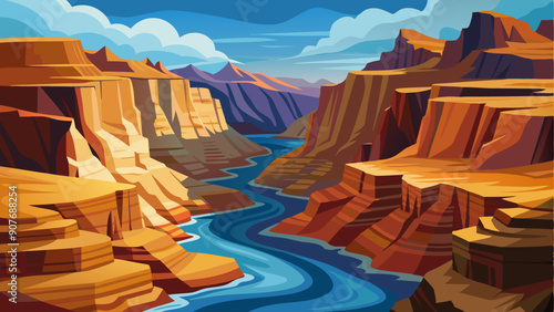 Nature Landscapes Canyon Vista vector art