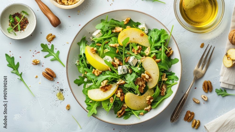 Fresh Arugula Salad with Pears, Walnuts, and Blue Cheese Fresh Arugula Salad with Pears, Walnuts, and Blue Cheese