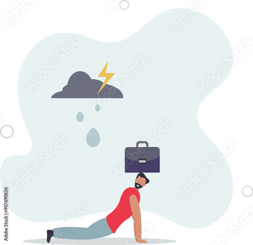 Having bad day, disappointed work, discourage or depression, failure feeling bad or difficulty, having problem and trouble concept,flat design.illustration with people.