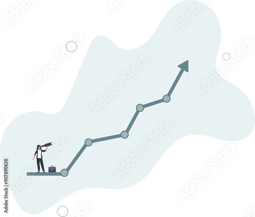 Investment upside potential, economy prediction or forecast, vision or analyze future, business growth or earning increase concept,flat design.illustration with people.