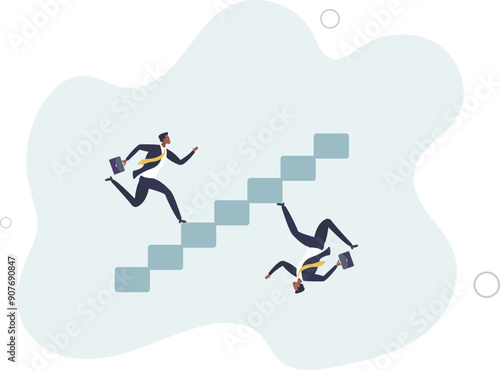 Business paradox, growth, improvement or different perspective or other side, fake or real, possible and impossible concept.flat design.illustration with people.