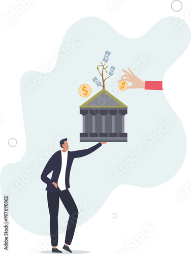 pension or savings growth, increase wealth, dividends or capital gain profit, interest rate return concept.flat design.illustration with people.