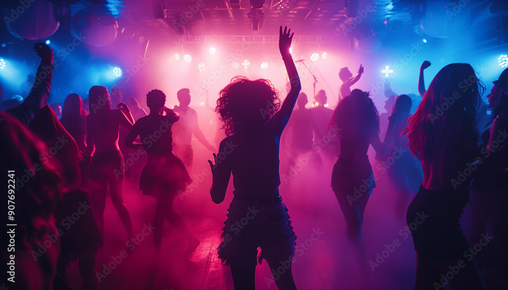 crowd of people dancing in the nightclub crowd of people dancing in the nightclub