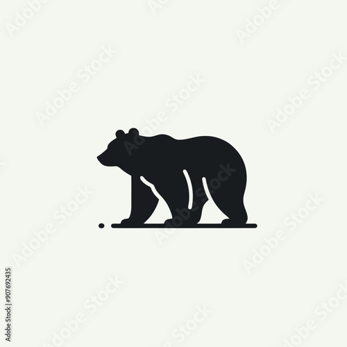 very simple and single bear silhouette white background, very simple and single bear silhouette white background