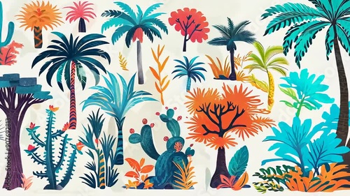 Colorful tropical with diverse flora