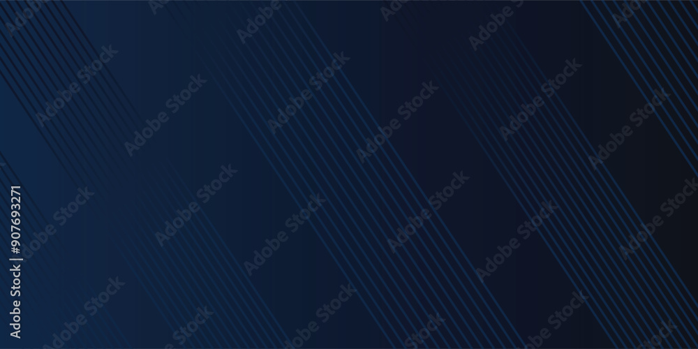 Obraz premium Abstract background dark blue for presentation design. Abstract bright blue color strip pattern luxury dark blue with geometric elements.