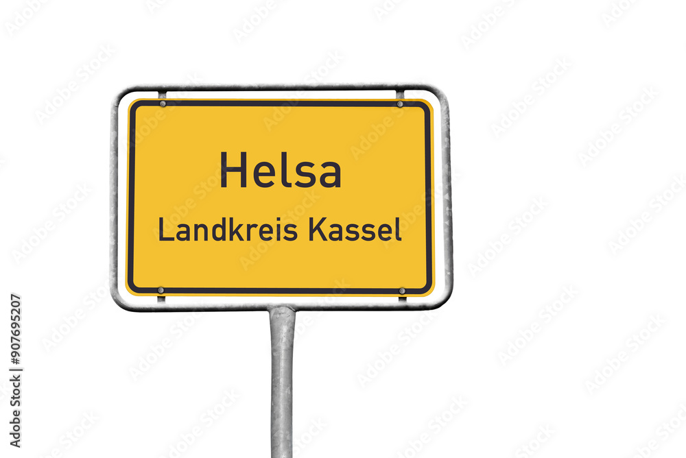 Ortstafel, Helsa, Landkreis Kassel, freigestellt als PNG, (Symbolbild)