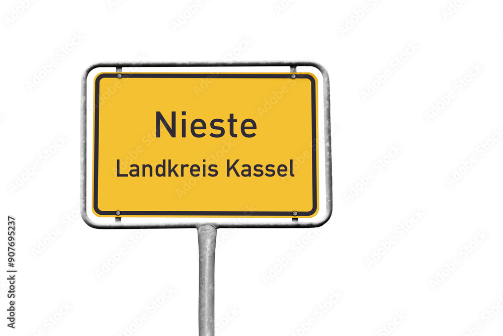 Ortstafel, Nieste, Landkreis Kassel, freigestellt als PNG, (Symbolbild) Ortstafel, Nieste, Landkreis Kassel, freigestellt als PNG, (Symbolbild)