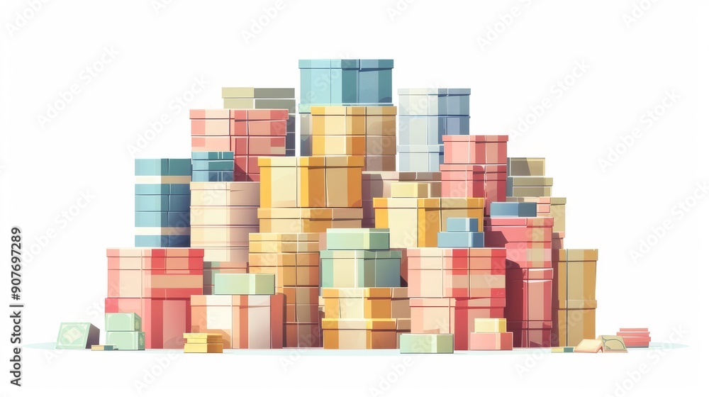 Enormous amounts of cash bills, stacked neatly, representing financial growth and savings, isolated on a white backdrop Enormous amounts of cash bills, stacked neatly, representing financial growth and savings, isolated on a white backdrop
