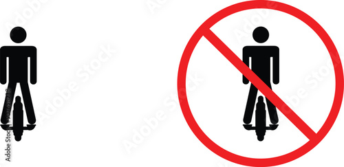 icon No Electric Unicycle black outline for web site design 
and mobile dark mode apps 
Vector illustration on a white background