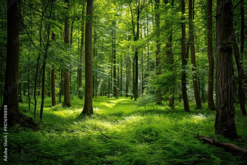 Obraz premium Lush green forest nature vegetation landscape.