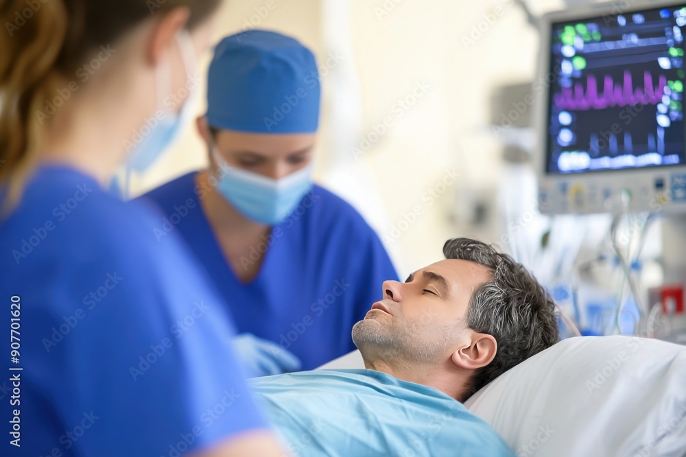 Doctors Monitoring Patient in Intensive Care Unit Doctors Monitoring Patient in Intensive Care Unit