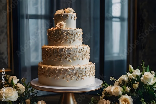 wedding cake with flowers