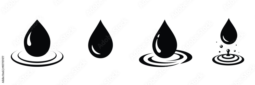 Set of Water drop icon collection. Flat droplet symbol. Vector Illustration. Set of Water drop icon collection. Flat droplet symbol. Vector Illustration.