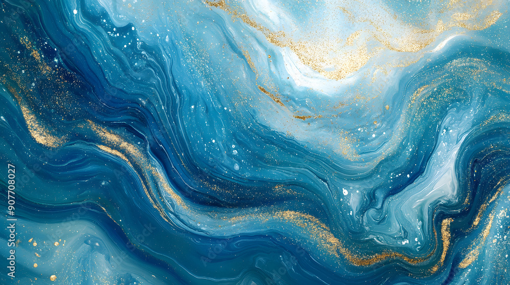 Blue pigment and gold powder fusion texture Blue pigment and gold powder fusion texture