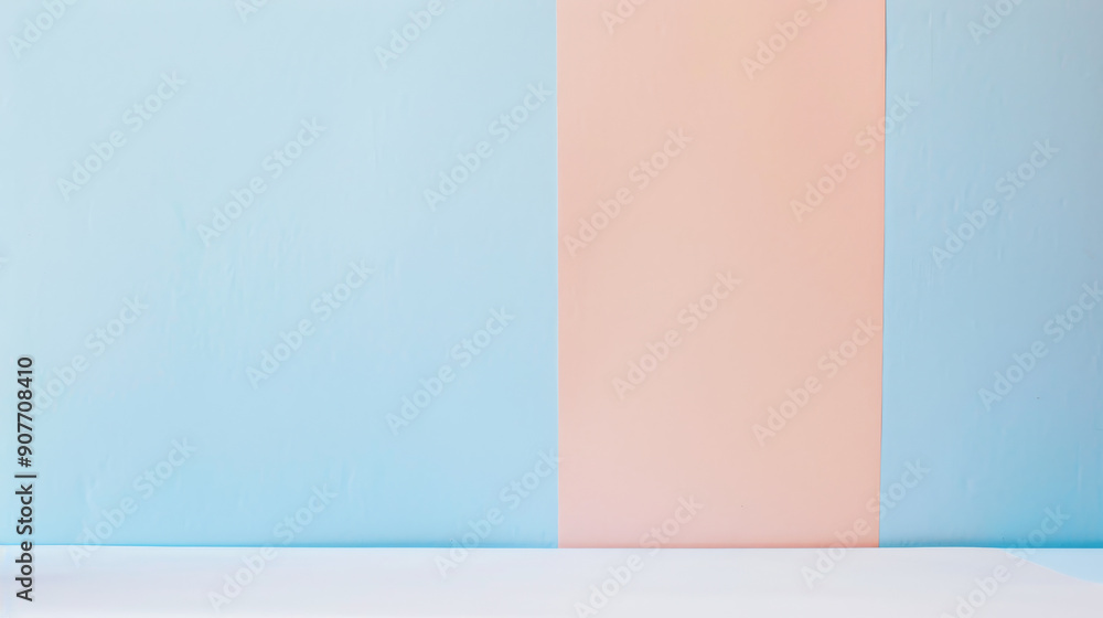 Minimalist wall with pastel blue and soft peach vertical stripes, creating a calm, modern aesthetic with a clean, open feel. Minimalist wall with pastel blue and soft peach vertical stripes, creating a calm, modern aesthetic with a clean, open feel.