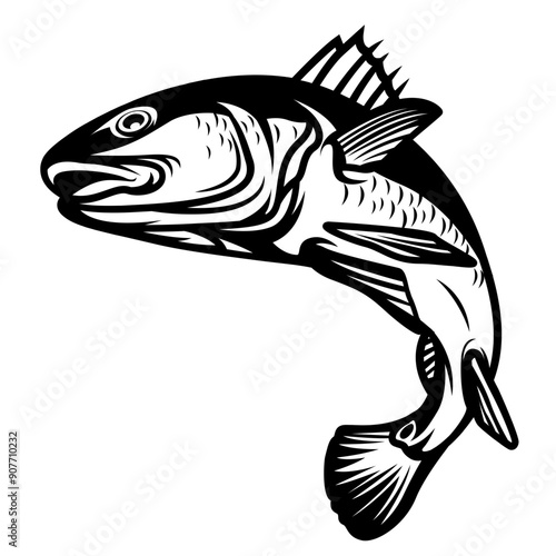 Red Drum Fish | Fisherman | Outdoor Fishing | Angler Dad | Aquatic Animal | River Fishing | Fishing | Wildlife | Original Illustration | Vector and Clipart | Cutfile and Stencil