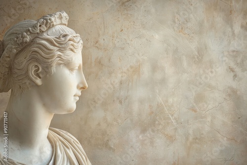 Wallpaper Mural A classical marble statue of a woman in profile, her features etched with the finesse of ancient craftsmanship Torontodigital.ca