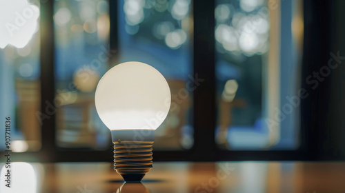 A glowing light bulb against a blurred background symbolizes bright ideas and inspiration, illuminating the forefront of creativity.