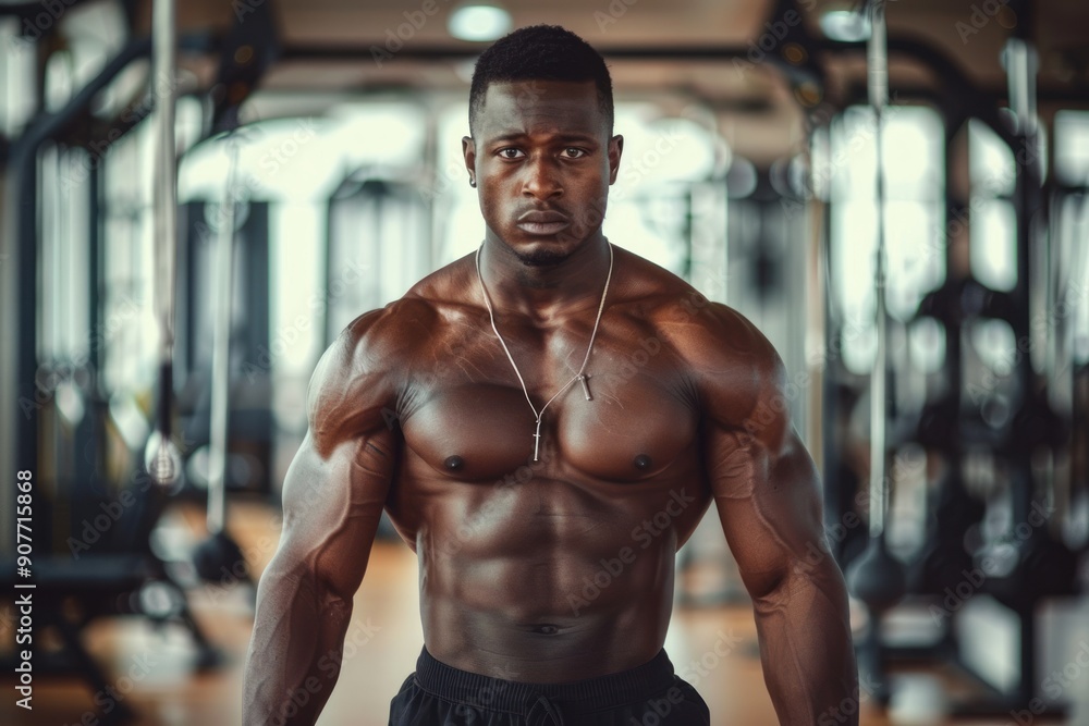 Black man, fitness and workout, exercise or training at the gym. African male person or muscular bodybuilder Black man, fitness and workout, exercise or training at the gym. African male person or muscular bodybuilder