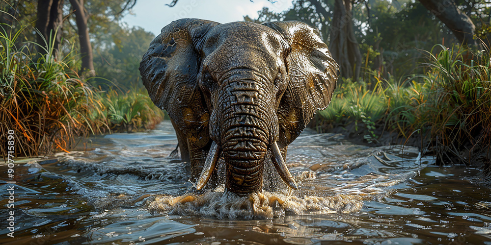 Fototapeta premium Professional filming of safaris in the wilderness, outdoor activities
