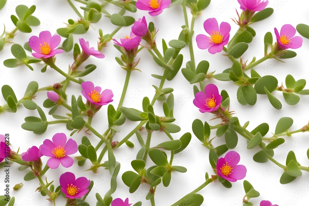 Rock purslane flowers white background, AI Generated Rock purslane flowers white background, AI Generated