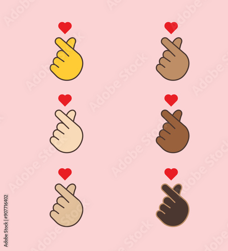Finger Heart Emoji in various Skin Tones