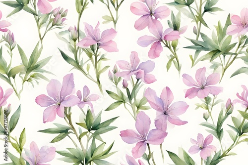 Watercolor rock soapwort flowers white background, Ai Generated photo