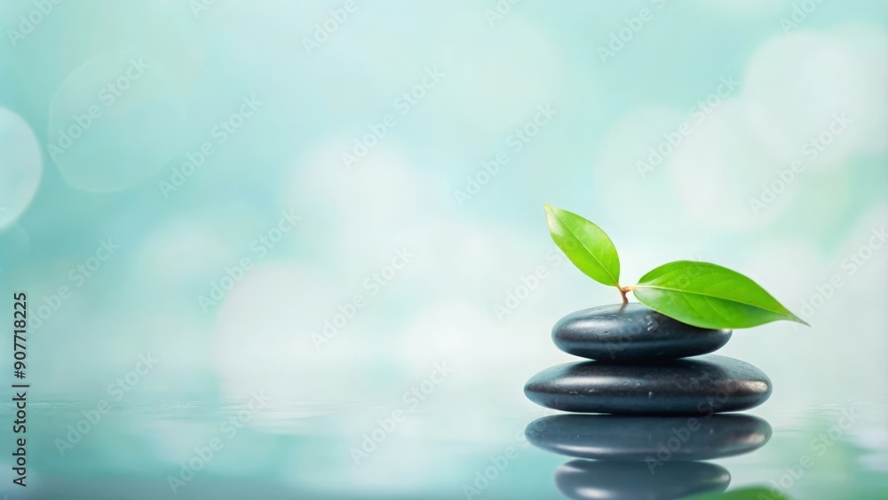 Spa Stones with Green Leaf and Tranquil Background
Spa Stones with Green Leaf and Tranquil Background