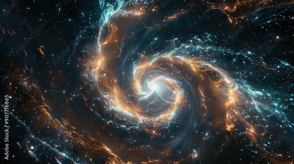 Design a dynamic galaxy with dark matter structures and celestial formations Design a dynamic galaxy with dark matter structures and celestial formations
