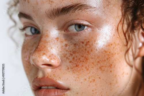 Close-up view of smooth skin highlighting its natural texture and details, showcasing the beauty of human