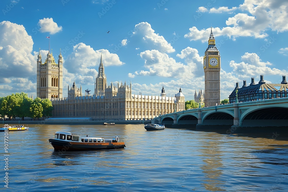Westminster pier and Houses of Parliament with Big Ben Westminster pier and Houses of Parliament with Big Ben