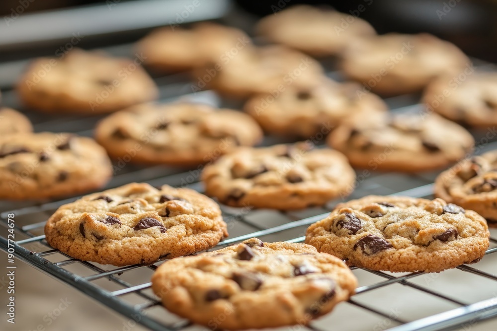 Freshly baked cookies on a cooling rack Freshly baked cookies on a cooling rack