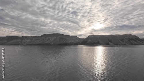 Enchanting Midnight Sun Over Billefjorden, Svalbard Mesmerizing Arctic Landscapes Bathed in Eternal Daylight