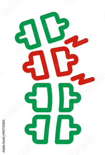 Spine care and backache, chiropractic medicine line icon features linear spinal column, medical care or wellness. Isolated vector outline sign represent back health services