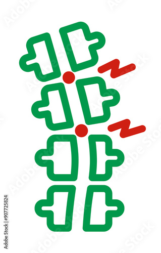 Spine care and backache, chiropractic medicine line icon features linear spinal column, medical care or wellness. Isolated vector outline sign represent back health services