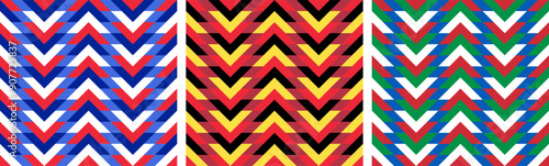 pattern set. france, belgium and italy chevron background. vector illustration