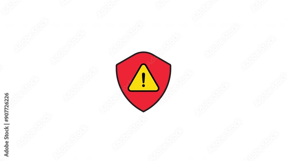 Warning Icon with shield Animation. Transparent background. 4K Videos Warning Icon with shield Animation. Transparent background. 4K Videos