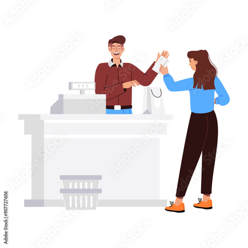 Shopping payment illustration in flat style 

