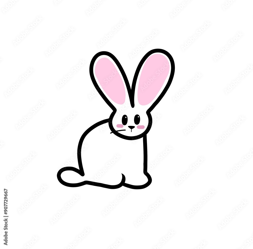 cute drawing of white rabbit , bunny isolated on white cute drawing of white rabbit , bunny isolated on white