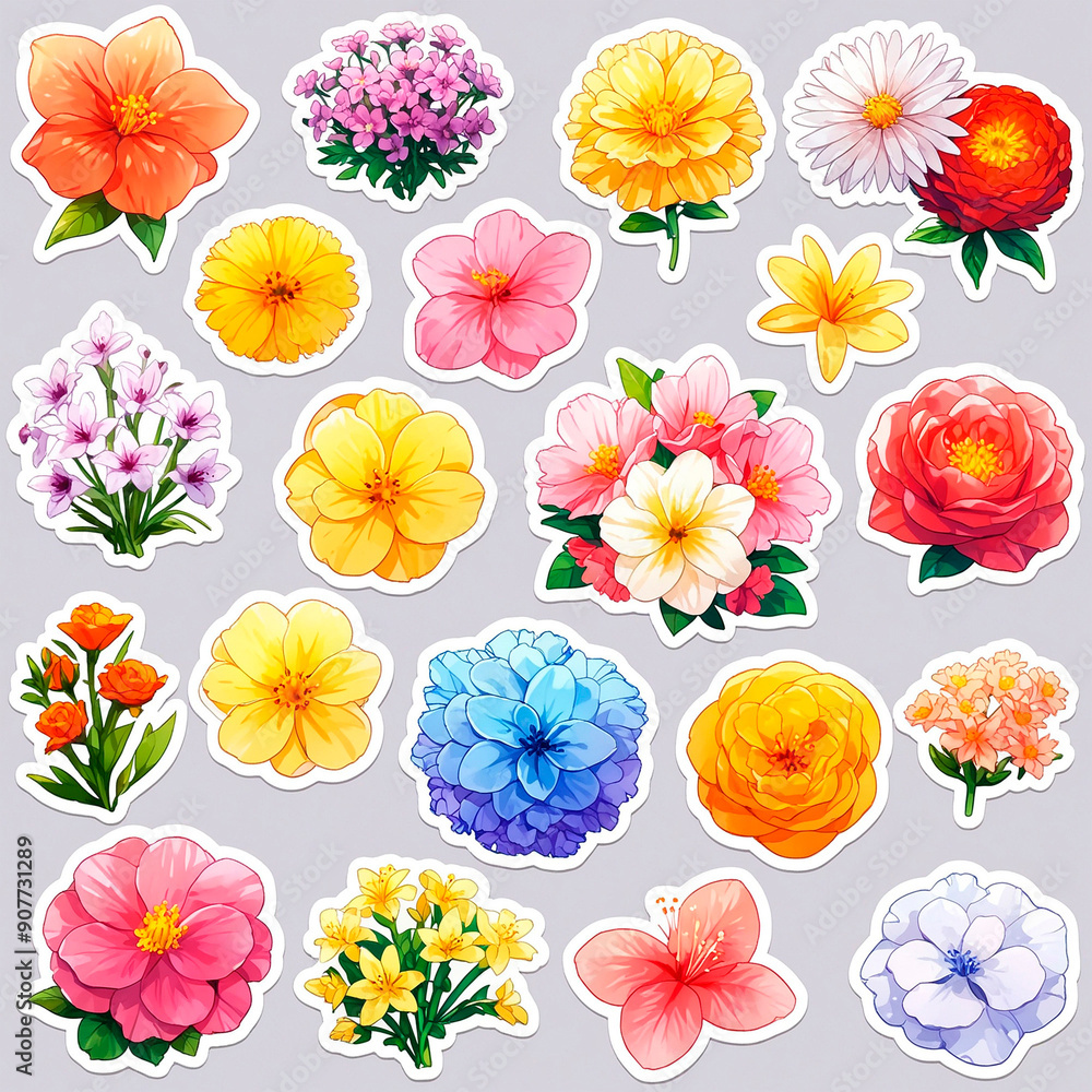 set of flowers set of flowers