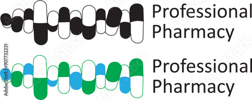 Logo of a pharmaceutical company. Logo with pills. An example of a logo mark.