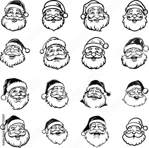 Classic Santa Claus Faces Perfect for Christmas Art Designs